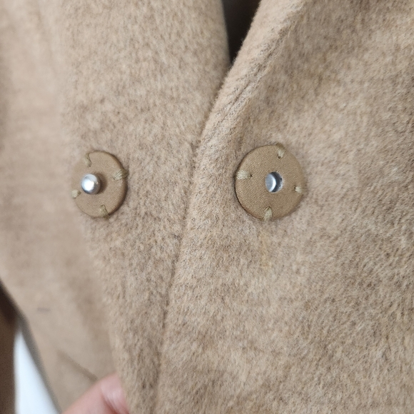 H&M Beige Camel Unlined Overcoat Light Winter Coat Jacket Pockets Size 6 Classic - Picture 9 of 14